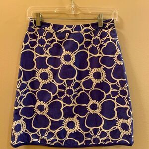 Boden Blue Floral A line Skirt 2R